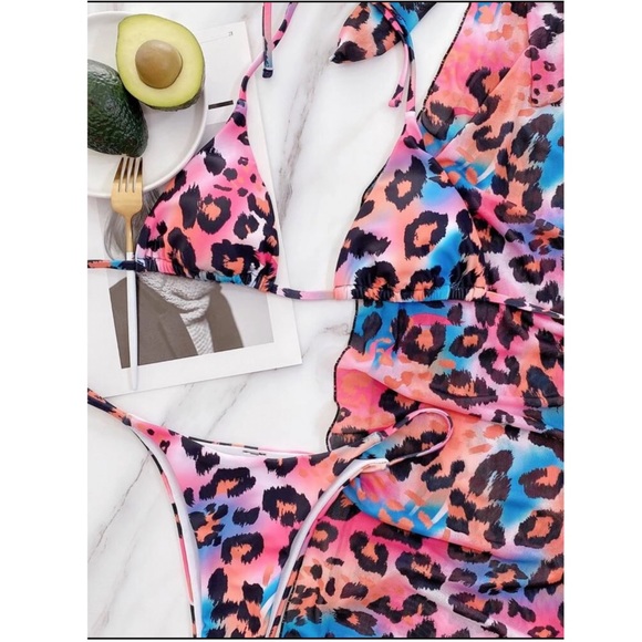 3 piece leopard print bikini set - Picture 3 of 5